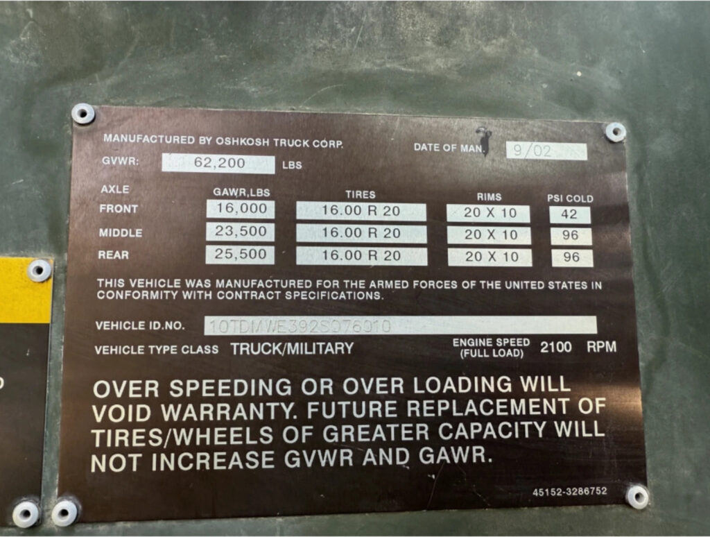 2002 Oshkosh MK23 MTVR 7 ton Water Truck 6×6 Off Road Military Tanker Cat C12