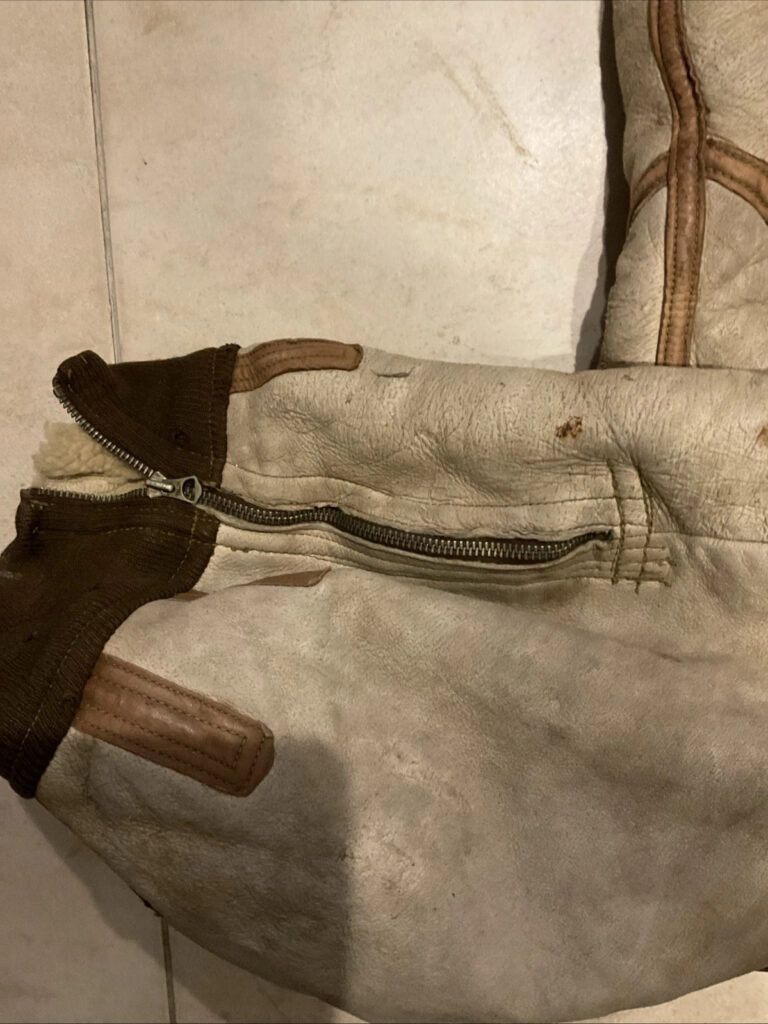 Original AAF B-7 WW2 Shearling Flight Jacket, A-6 Pants 38 R W/ Mittens READ