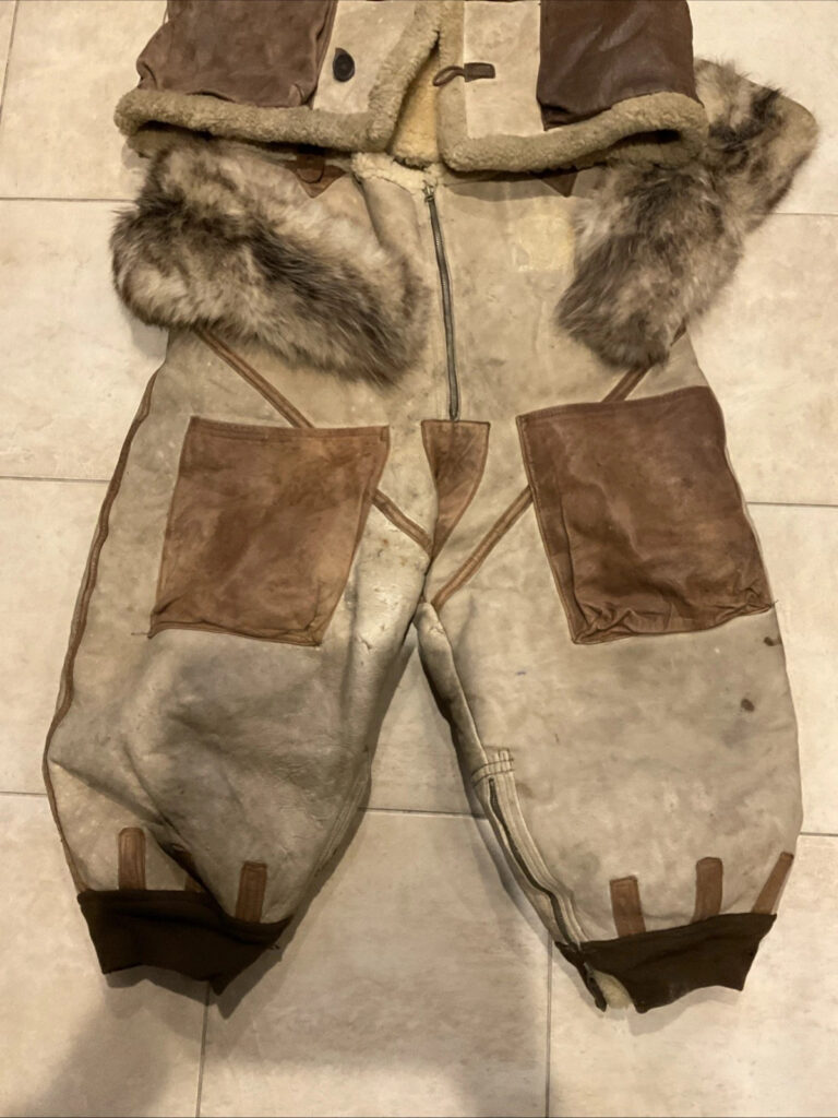 Original AAF B-7 WW2 Shearling Flight Jacket, A-6 Pants 38 R W/ Mittens READ