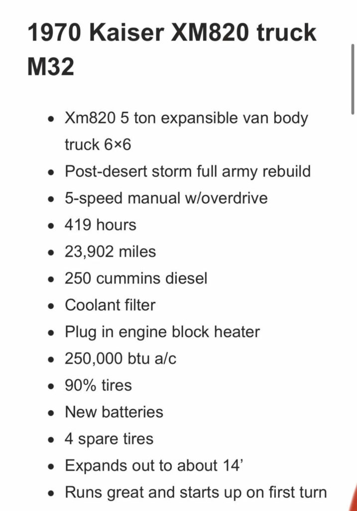 1970 Kaiser Xm820 6×6 Expandable Comand Center box