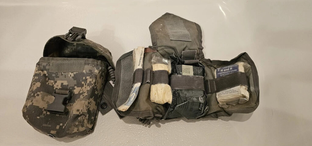 US Army IFAK Improved First Aid Kit ACU Complete NPA Bandage Gauze Pouch