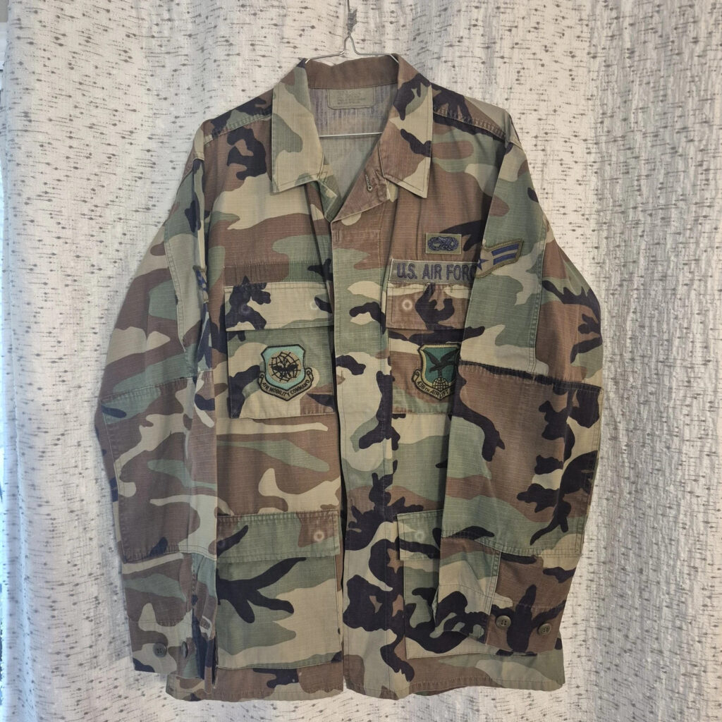 Vintage USAF Woodland Camo BDU Set Med Long Coat Reg Trousers Ripstop
