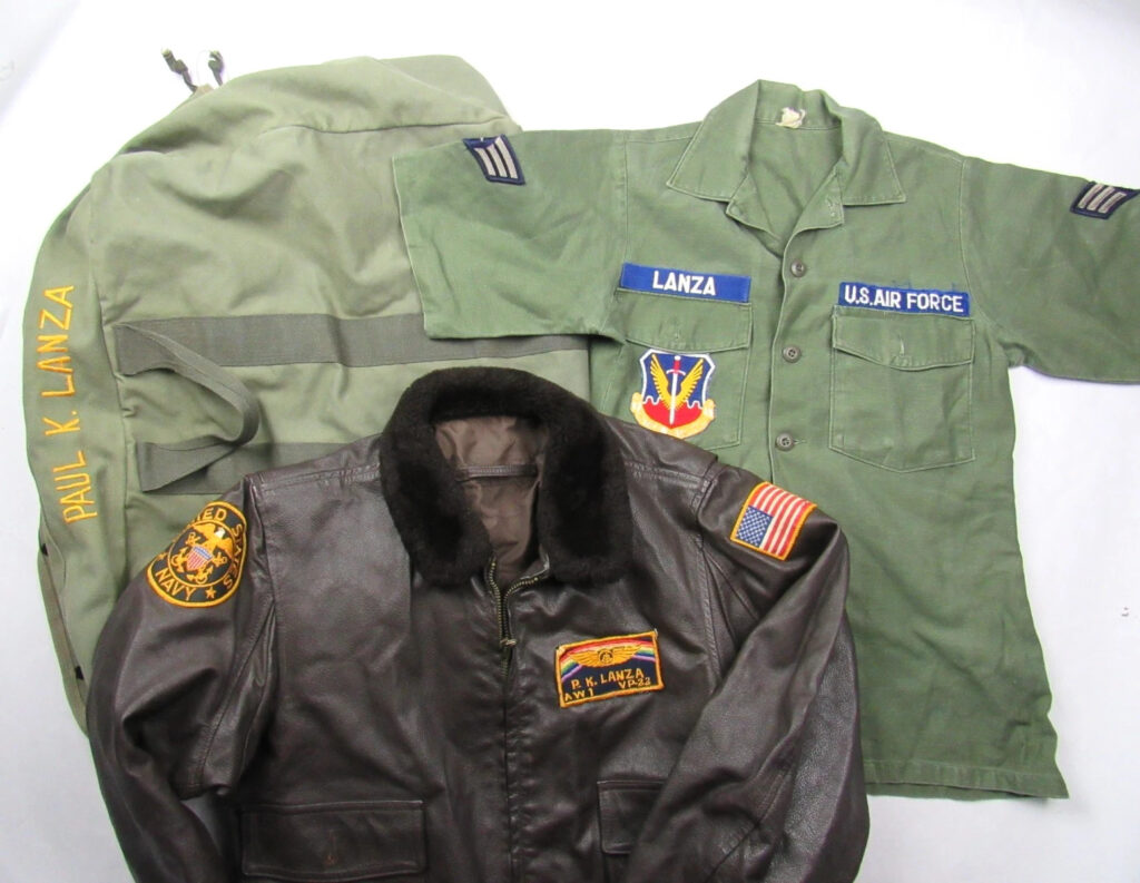 Vtg USN G-1 Flight Jacket / Shirt Bag Named Patched Lot Grouping Vp-22 Vietnam